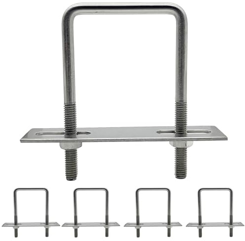 duoyif Pernos En U 45mmx80mm M6 5Piezas, Tornillos En U Cuadrados De Acero Inoxidable Con Tuercas Placa De Marco, U-Pernos Para Fijación De Tubos Placas (M6 45mmx80mm)