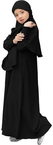 CCOOfhhc Gebetskleidung für Kinder, Mädchen Muslim Kleider, Lange Ärmel Abaya Mit Hijab, Islam Kleidung Frauen, Damen Muslimische Kleid Set, Gebetskleid Jilbab Khimar Ramadan Hijab Kleid