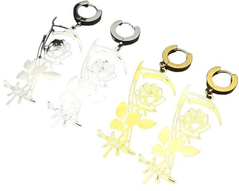 Earrings Neue 2025 Gothic Hip Hop Sichel Rose Blume Lange Ohrringe Frauen Edelstahl Gold Farbe Vintage Tropfen Ohrring Paar Schmuck Party Geschenk Mit Für Sie Schmuck Mode Zubehör Kreatives Geschenk,