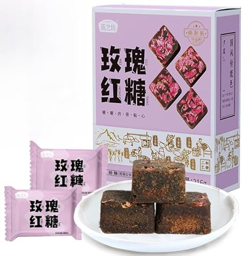 【6 Flavors Pure Handmade Brown Sugar】Osmanthus Rose Candy,Desserts,Healthy Snacks,Baking Supplies,Leisure Food,Vegan,Delicious Chinese Snack Gifts (Rose flavor,216g)