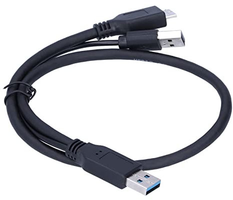 USB-A a USB 2.0 Micro-B-Y Tipo de Cable de Datos Potencia Masculina para Hombres para Discos Duros Negros, Doble A-microdesign Mejorar la Fuente Alimentación y la Protección Sobrecarga, 0.5 M Longitud