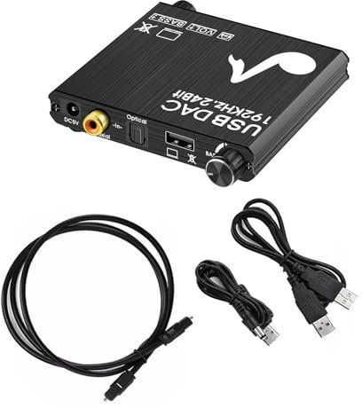 DC 5V 1A Digital to Analogue Optical Coaxial Audio Converter Support USB Sound Card Volume & Bass Adjust Real-time Audio