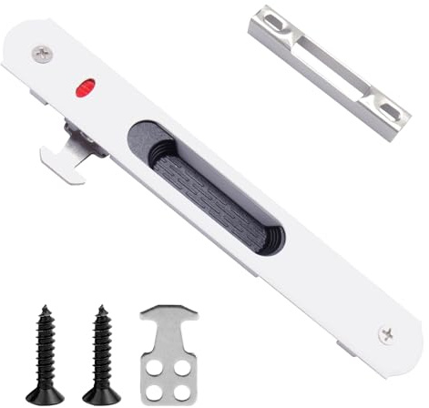 Cerradura de Gancho para Puerta Corrediza de Zinc, Puerta Corredera Ventana Gancho Cerradura de Puerta Corredera, Cierre de un Solo Lado para Puertas Móviles, Ventanas, Puertas de Vidrio (Blanco)