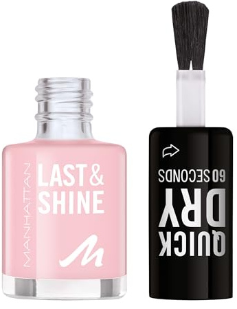 MANHATTAN Last & Shine schnelltrocknender Nail Polish, veganer & tierversuchsfreier Nagellack, langanhaltend, ultraglänzendes Finish, 8ml, Fb. 065 Innocent Love