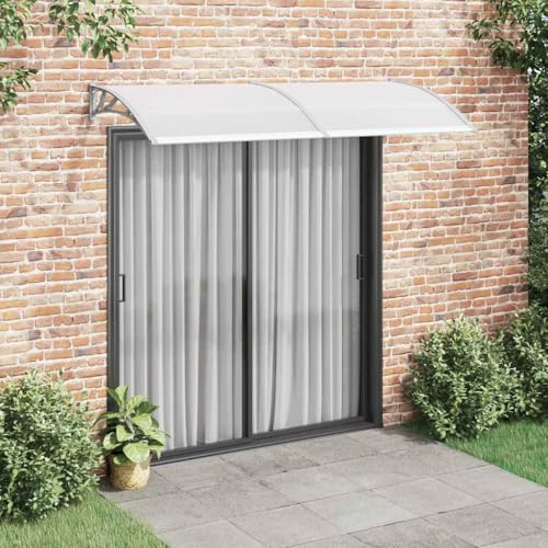Auvent de Porte Extérieur, 240x100 cm, Panneaux Polycarbonate Transparents 5 mm, Support ABS Gris, Marquise de Porte Exterieur Résistante aux Intempéries, Auvent Porte d'Entrée et Fenêtre,240 x 100 cm