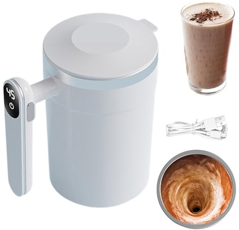 Xijobido Taza De Café Con Automezclado,Mezclador Magnético Automático De Bebidas De 14 Onzas | Taza Eléctrica Con Pantalla LCD De Temperatura,Para Hogar Oficina Viajes Chocolate