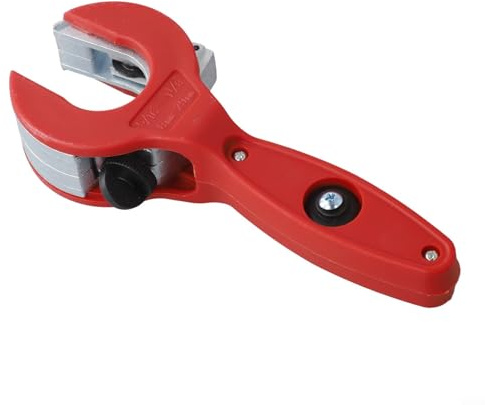 Tagliatubi a cricchetto per tubi da 8-29 mm, gamma di taglio per acciaio inossidabile, rame, alluminio, con funzionamento con una sola mano e accesso a spazi ristretti, rosso (rosso)