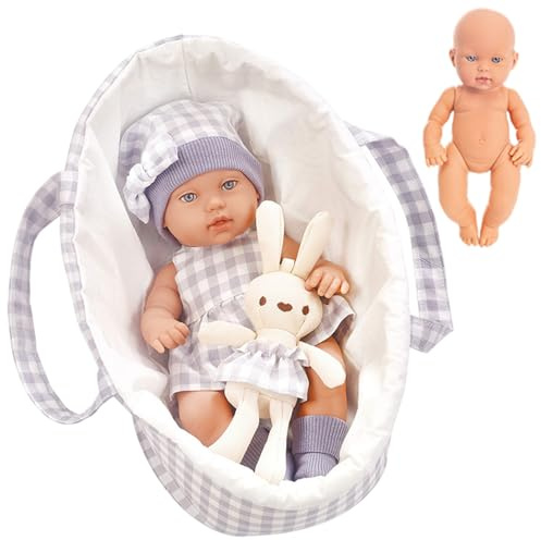 Ensemble d'accessoires réalistes pour poupée bébé de 12 Pouces Comprenant Un lit de Berceau et Un Jouet en Forme Lapin pour Les Tout-Petits 3 Ans et Plus. Jouets Jeux Violets.