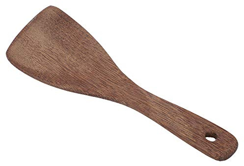 KIMISS Ensemble de Spatules en Bois – Ustensiles de Riz et de Friture Non Toxiques pour la Cuisine, la Pâtisserie et Plus – Petite Spatule Plate à Manche Court (Bouche oblique)