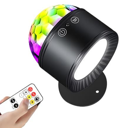 Applique da parete ricaricabile per interni, a doppia testa di illuminazione modulabile, lampada da discoteca a luminosa per feste | per appartamento, camera da, corridoio,