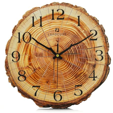 Reloj de pared de 30 cm con anillo anual, madera, material de madera, movimiento tranquilo, reloj de pared de madera, decoración silenciosa, reloj de salón, reloj decorativo, vintage, decoración retro