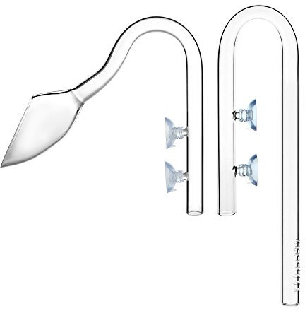 JARDLI Glas Lily Pipe Inflow & Violet Outflow - Wasserpflanzen Aquascaping (17mm für 16/22mm Schläuche)
