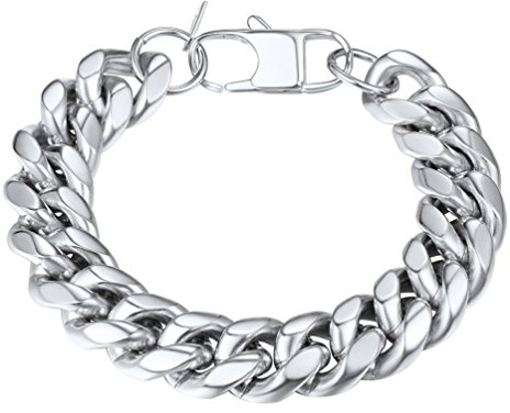 PROSTEEL Personligt armband för män, 6/10/14 mm bred, rostfritt stål, pansarkedja, armband, tunga länkar, länk, kedjearmband, valbar längd 19/21 cm, 21 centimeters, Rostfritt stål, ingen uppgift