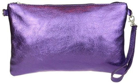 Girly Handbags Womens Genuine Italian Metallic Leather Clutch Bag Purse Wristlet Wallet Cell Phone Bag with Wrist Strap Ladies Handbag