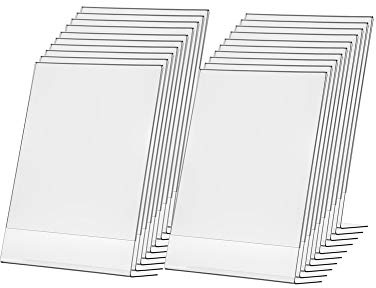 20 Pack Vertical Sign Holder 11 x 17 Inch Ads Posters Advertisements Flyers Clear Acrylic Table Tent Informational Sheet Signage Frames Countertop Lucite Picture Frame Side Load by Marketing Holders