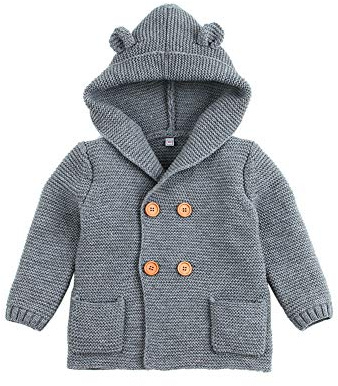 Cardigan bébé Manteaux à Capuchon garçons Filles tricoté Vestes Pull Chaud vêtements d'extérieur
