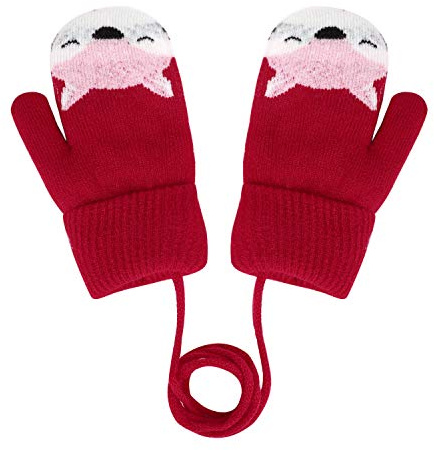 YSXY Süße Fäustlinge Baby Kleinkind Gestrickte Handschuhe für 1 2 3 Jahre Jungen Mädchen Winter Warme Strickhandschuhe mit schnur Fleece-Innenfutter