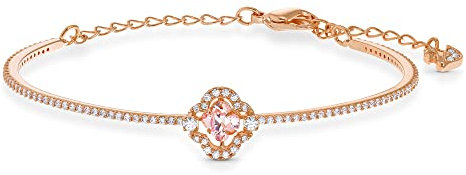 Swarovski Sparkling Dance bangle, Clover, Pink, Rose gold-tone plated