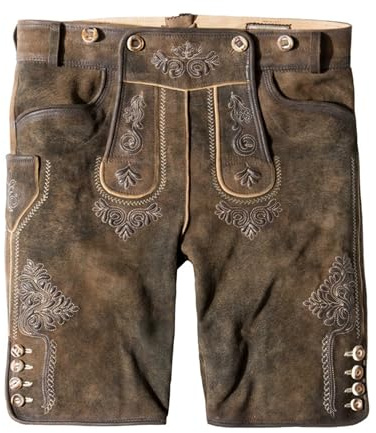 Stockerpoint Herren Lederhose Beppo4 I Größe 44-64 I Bequeme Trachtenhose in edler Hirschoptik mit Gürtel I Aus 100% hochwertigem Wildbockleder I Perfekt für Trachten & Festlichkeiten