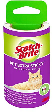 Scotch-Brite Pet Extra Sticky Lint Roller Refill, 48 sheets - Designed for Pet Hair, Easy Tear Sheets, Safe on Fabrics, Black, White