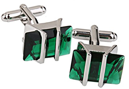 Tiuimk Herren-Manschettenknöpfe, Kupfer, quadratisch, Strass, Smaragd, Grün