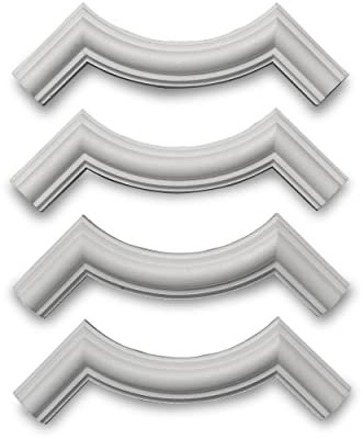 Decosa Viertelbogen zu Wandleiste Michelle - 1 Set à 4 Bögen - Hochwertiges Wandelement in Weiß - Flachleiste aus Styropor 21 x 21 cm - Dekorative Stuckoptik