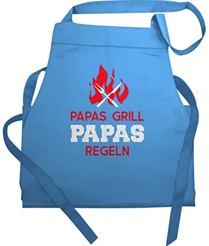 Schürze Geschenk - zum Vatertag - Papas Grill Papas Regeln - 60x87 - Hellblau - männertag papa vatertags fatertagsgeschenke fatertaggeschenk vatertagsgeschebk vatertaggeschenk vatertagdgeschenk
