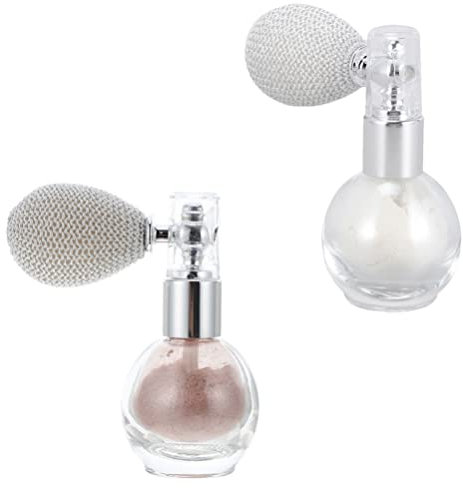 FRCOLOR 2pcs High Gloss Powder Sprayer Bottles for Body Glitter Shimmering Highlight Powder Spray for Skin and Hair Includes Nude Shades