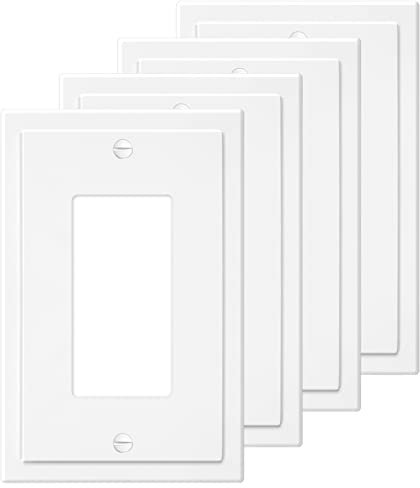 1-Gang - Placa decorativa de pared de borde moderno, para interruptor de luz, interruptor inteligente, GFCI, atenuadores, receptáculo, toma USB (paquete de 4, decoración individual)