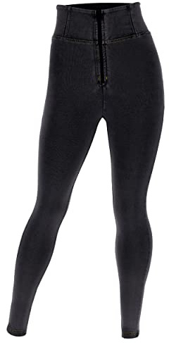 FREDDY - Jeggings Push Up WR.up® Curvy Vita Alta con Zip Gamba Skinny, Denim Nero, Large