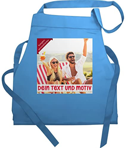 Schürze - Bild Text Erwachsene - Eigenes Foto Geschenk I - 60x87 - Hellblau - schürzen+selbst+gestalten selbst drucken photo kochschürze koch geschenke selber gestalten bedrucken küchenschürze