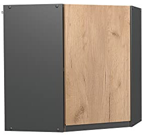 Vicco Eckhängeschrank R-Line, Küchen-Eckschrank, Goldkraft Eiche/Anthrazit, 57 cm J-Shape