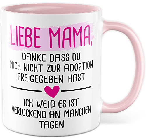 Mutter Tasse mit Spruch Geschenk Muttertag lustig Mama Adoption Kaffeetasse Humor Tochter Sohn Mami Geschenkidee Kaffee-Becher Familie Geburtstag Teetasse witzig Kinder