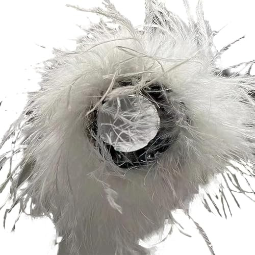 2 Stück Damen Feder Manschetten,Elegante Straußenfeder Manschetten Handgelenk-Ärmel Feder Armbänder Haarschmuck Pelzarmbänder für Frauen Mädchen Haar-Accessoires Partyzubehör Halloweenkostüm-Weiß