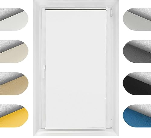 Birrke® Thermorollo ohne Bohren/mit Bohren 2in1 140x150 cm - Verdunklungsrollo für Hitzeschutz und Sonnenschutz - Fenster Verdunkelungsrollo - Einfache Montage Weiß