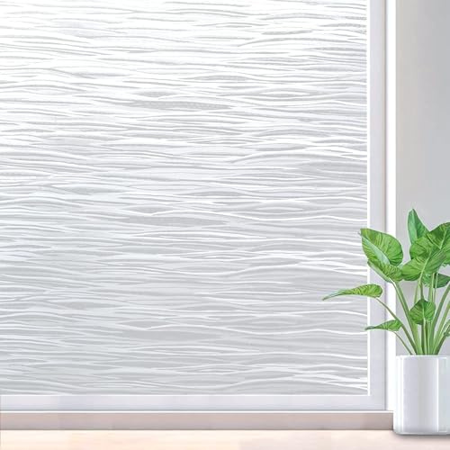 rabbitgoo Window Privacy Film Frosted Glass Film Removable Vinyl Door Coverings UV Blocking Decorative Static Cling Non-Adhesive Window Clings Sticker for Home Decor, 11.8 x 78.7 Inches