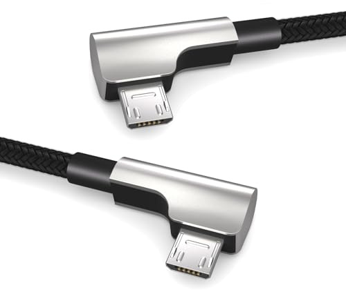 0,15m Micro auf Micro USB OTG Kabel, Winkelstecker, für Fahrradcomputer von Bosch Kiox, Yamaha, Datenkabel, Ladekabel, USB 2.0, Schwarz