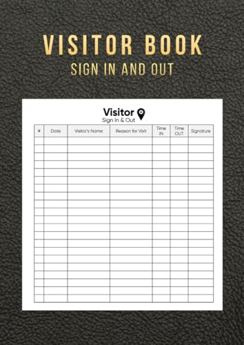 Visitor Book Sign In and Out: Visitor Register Log Book for Recording Guest Sign In and Sign Out, Visitor's Activity Tracker for Workplace Offices and ... Record over 3000 Entries | Black Cover