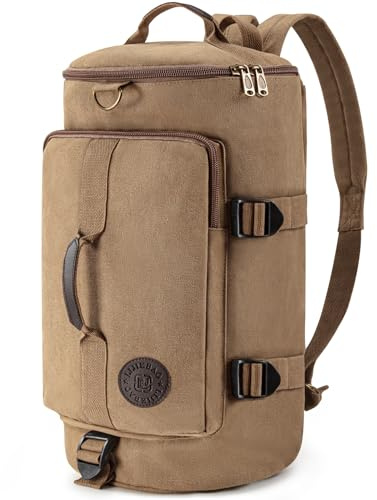 Virklyee Borsone da Viaggio a Tracolla in Tela 36L Borsa Sportiva Weekender Uomo con Diverse Opzioni di Trasporto Borsa da Palestra Casual Con Spalline per Brevi Viaggi, Viaggi in montagna (Khaki)