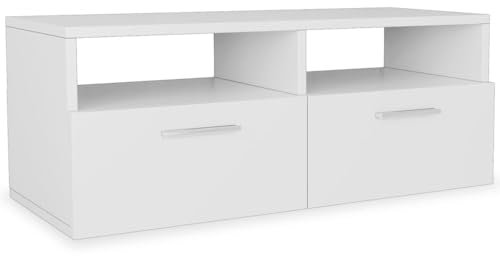 Helloshop26 Meuble télé Buffet TV télévision Design Pratique aggloméré 95 cm Blanc 2502091