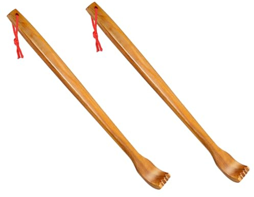 2 Stück Holz Rückenkratzer Kratzmassagestab mit Lochdesign | Fingerförmiger Kratzstab, für Rücken und Schulter, Kompakte Ausführung