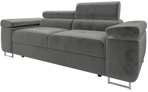 Mirjan24 Sofa Torezio II mit Einstellbare Kopfstützen, Zweisitzer Polstersofa, Füße aus Metall Chrom, Sofagarnitur, Wohnlandschaft, Couchgarnitur (Manila 16)