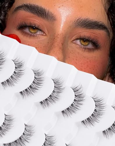 Jiocolor Natural Lashes Wispy Künstliche Wimpern, 7 Paar (5–12 mm), Schwarz, natürliches Aussehen, weiche flauschige Wimpern