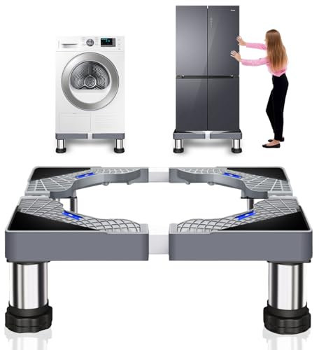 Bocguy Soporte Lavadora, Base para Lavadora con 4 Patas, Lavavajillas Ajustable Base Largo/Ancho 40-60cm, para Frigorífico, Lavadora, Electrodomésticos, Altura 18-21cm