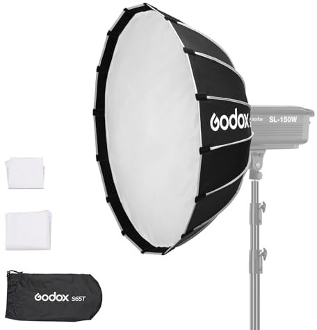 Godox S65T 65cm/25.6 Ombrello a sgancio rapido Softbox Umbrella Softbox Bowens Mount Diffusore a sgancio rapido Compatto con borsa e panno morbido per fotografia Speedlite Continous Light Monolight