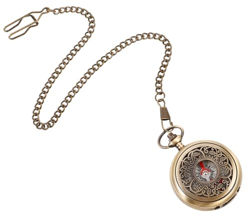 HAPINARY Vintage Kompass Taschenuhr Mit Gravur Antiker Messing Kompass Für Outdoor-aktivitäten Camping Und Wandern Multifunktionale Metalluhr Mit Kette