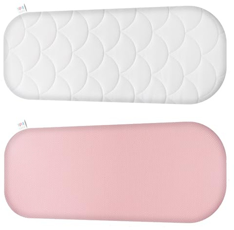 Materassino per passeggino, culla, passeggino, anti-soffocamento, morbido, testato secondo Oeko-Tex Standard 100, rivestimento 100% cotone rimovibile e lavabile, 73 x 31 x 3 cm, ovale, rosa