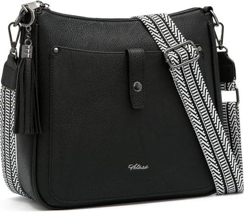 HILAEX Umhängetasche Damen Mittelgroß, Handtasche Damen Anti Diebstahl mit RFID-Blockierung, 3 Fächern mit Verstellbar Abnehmbar Breiter Gurt