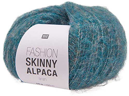 Rico Design Fashion Skinny Alpaca aran, Häkelwolle, Strickgarn, Lacewolle mit Alpaka, 50 g ~ 195 m, Nadelstärke 4 mm, 48% Alpaka, 25% Wolle, 20% Polyamid, 7% Viskose (06 tuerkis)