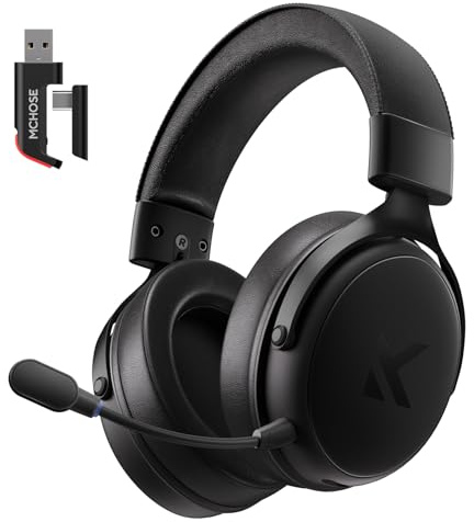 MCHOSE V9 PRO Wireless Gaming Headset 7.1 Surround Sound for PS5 PS4 PC SWITCH TOPSPEED Gaming Headphones with Noise Canceling Mic, 250Hr Battery, Low 15ms Latency, Lightweight, BT 5.3 FPS Games Black